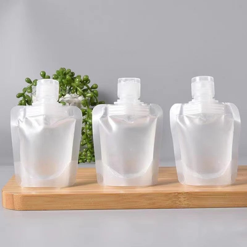 Travel toiletry bag for cosmetics, shampoo, lotion, shower gel, and facial cleanser; portable squeeze refillable bottles for travel and business trips