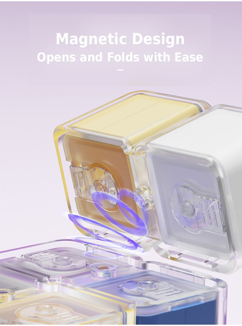 Magnetic Cube Compartment Portable Pill Case
