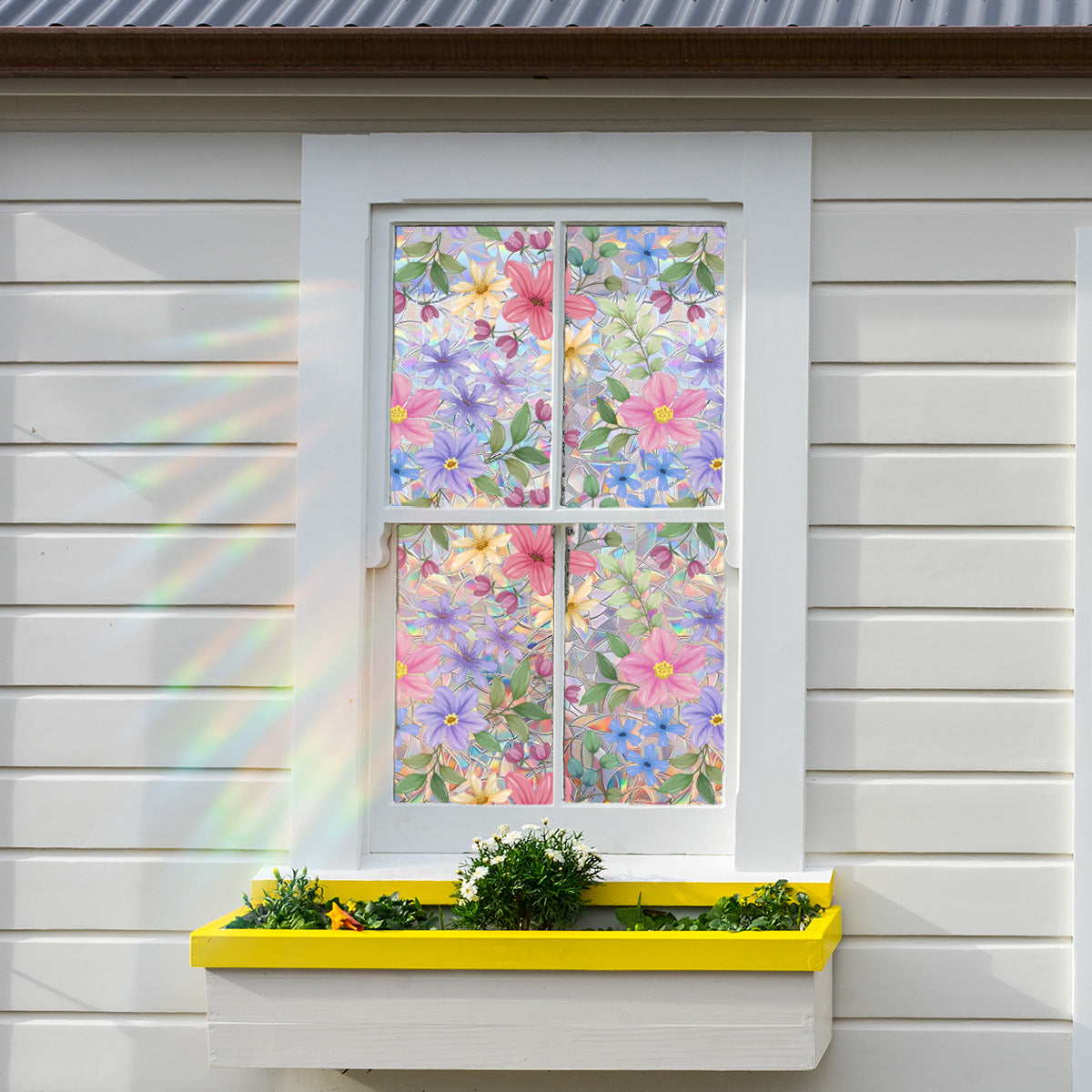 Plant and flower window stickers for glass, decorative decals for bedrooms, living rooms, kitchens, and bathrooms, renovation film