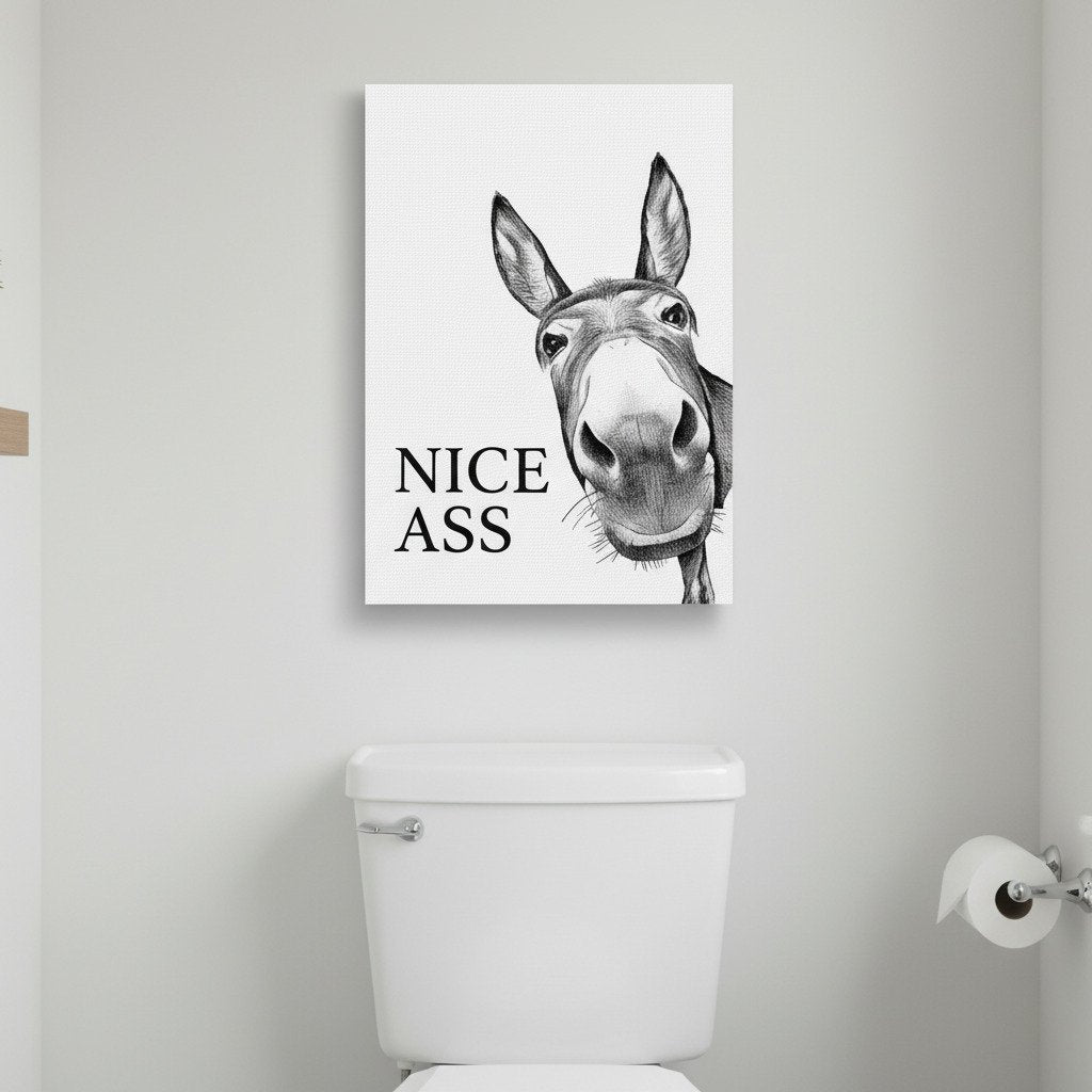 Funny Bathroom Wall Art - Nice Ass Donkey Print