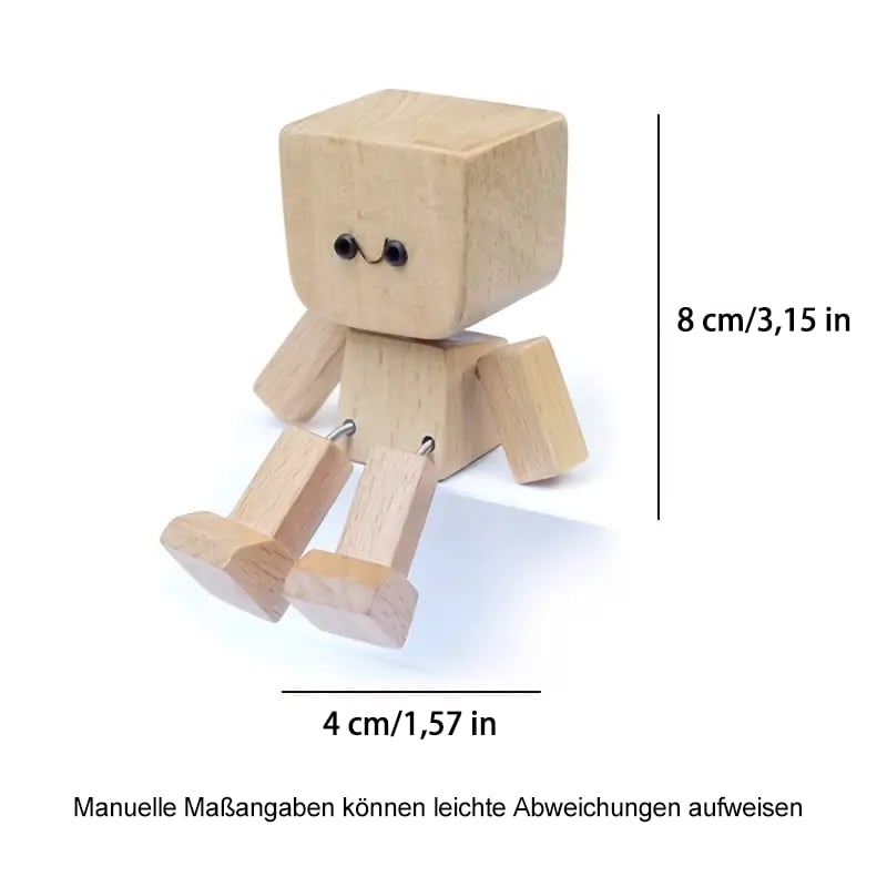 Charmante kleine Holzfigur. die mit 12 magnetischen Ausdrücken schwankt