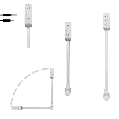 XURATTIX  Electrical Outlet Extender Stick, 180° Rotating Wall Outlet - Features 2 USB-A, 1 USB-C, and 2 AC Outlets