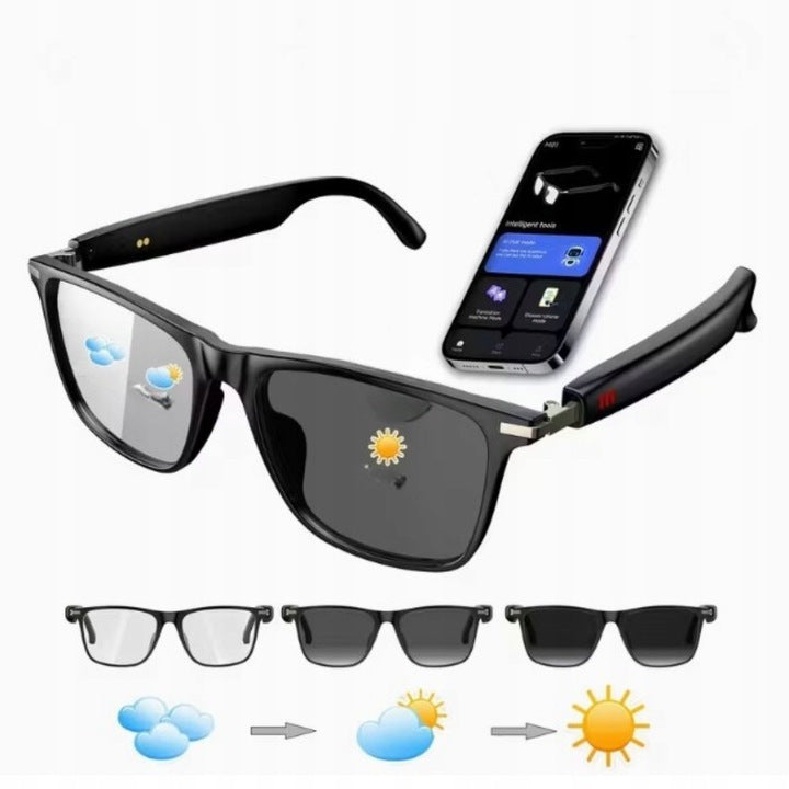 Black Tech AI Translation Glasses for Calls, Music, Bluetooth, Smart Glasses, and Sunglasses