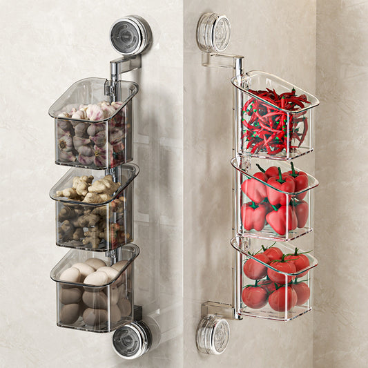 Suction-cup storage box shelf: no-drilling wall-mounted hanging basket.