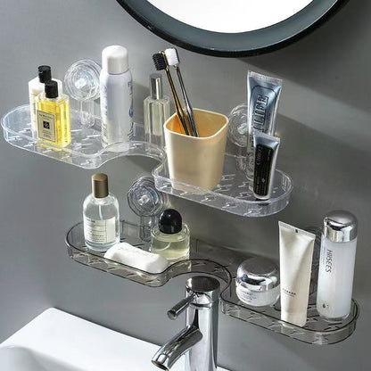 Suction-Cup Bathroom Organizer – No-Drill Faucet-Mounted Shelf for Sink, Toilet, or Mirror Area