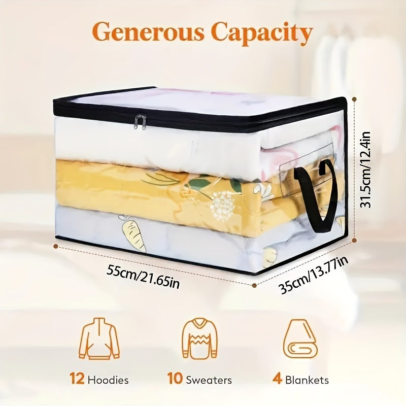 Large-Capacity Foldable PVC Transparent Storage Bag — Waterproof & Moisture-Resistant Organizer for Clothes, Blankets, Wardrobe & Bedroom Decluttering