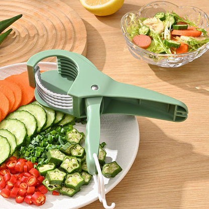 Stainless Steel Vegetable & Fruit Slicer — Adjustable Cucumber, Banana & Salad Slicing Tool with Built-in Onion & Herb Chopper (Kitchen Multi-Function Mandoline)