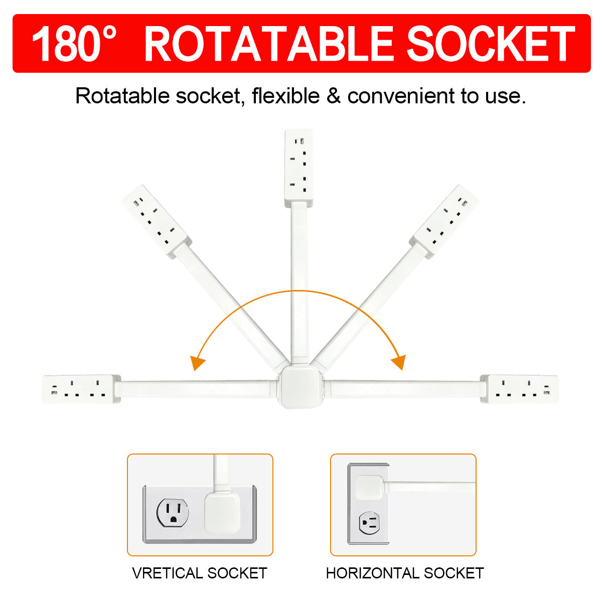 XURATTIX  Electrical Outlet Extender Stick, 180° Rotating Wall Outlet - Features 2 USB-A, 1 USB-C, and 2 AC Outlets