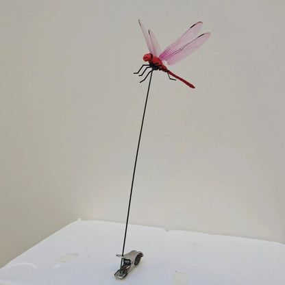 Stake Clip with Simulated Dragonfly – Home Decor, Dragonfly & Butterfly Garden Ornament, Wall Sticker Background, Gardening Decoration