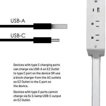 XURATTIX  Electrical Outlet Extender Stick, 180° Rotating Wall Outlet - Features 2 USB-A, 1 USB-C, and 2 AC Outlets
