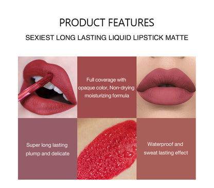 HanDaiYan Genuine Non-Transfer Liquid Lipstick Set (6 Pieces)