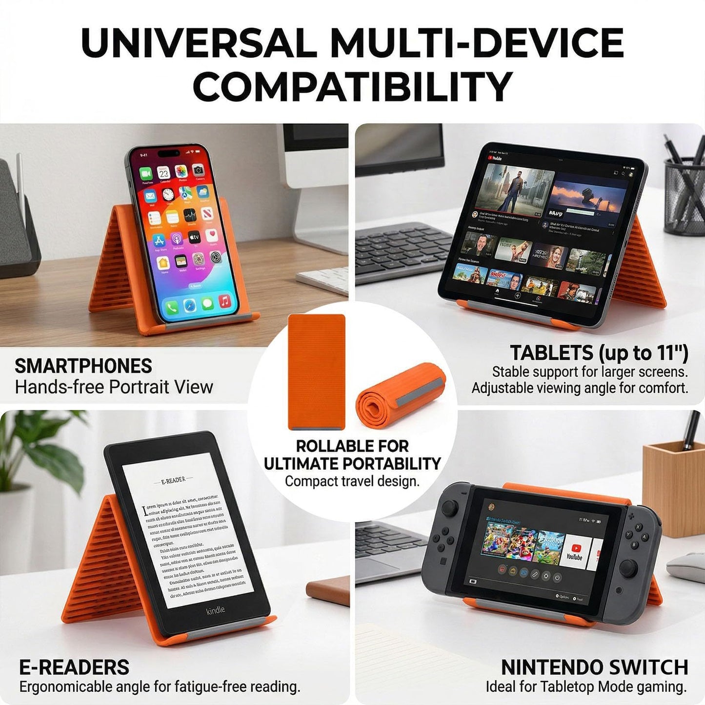 Flexible silicon  Phone holder stand. Bendable Rollable Foldable Design