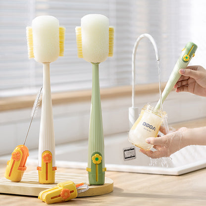 Five-in-one cup brush — a long-handled, multifunctional cleaning tool for water bottles, thermoses, and baby bottles.
