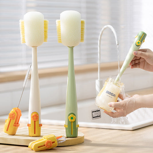 Five-in-one cup brush — a long-handled, multifunctional cleaning tool for water bottles, thermoses, and baby bottles.