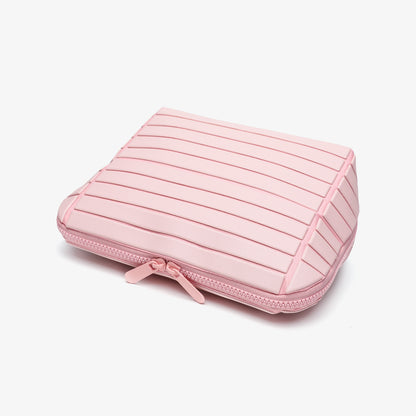Women’s Large-Capacity Makeup Bag — Travel & Commuting Organizer with Compartmentalized Shell Design and Striped Pattern