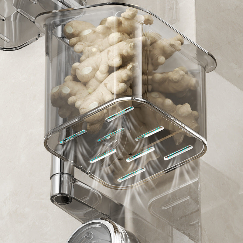 Suction-cup storage box shelf: no-drilling wall-mounted hanging basket.