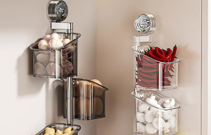Suction-cup storage box shelf: no-drilling wall-mounted hanging basket.