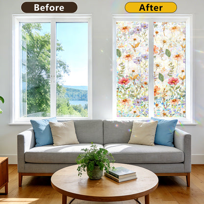 Plant and flower window stickers for glass, decorative decals for bedrooms, living rooms, kitchens, and bathrooms, renovation film