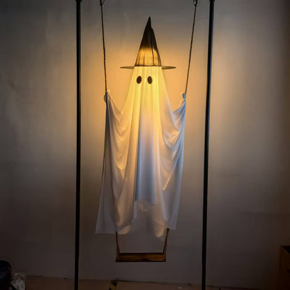 Halloween Hanging Ghost Swing with Remote Control String Lights