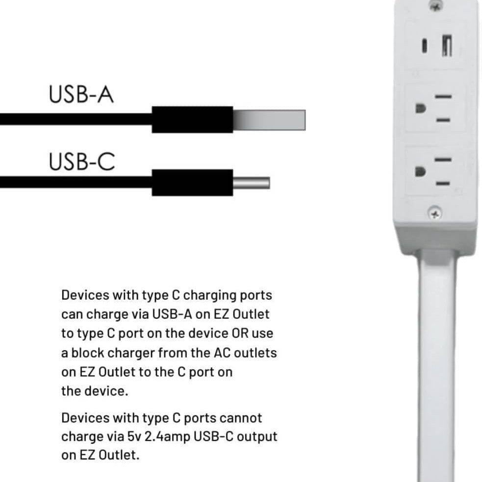 XURATTIX  Electrical Outlet Extender Stick, 180° Rotating Wall Outlet - Features 2 USB-A, 1 USB-C, and 2 AC Outlets