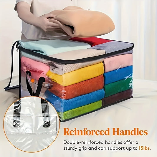 Large-Capacity Foldable PVC Transparent Storage Bag — Waterproof & Moisture-Resistant Organizer for Clothes, Blankets, Wardrobe & Bedroom Decluttering