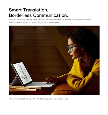 Black Tech AI Translation Glasses for Calls, Music, Bluetooth, Smart Glasses, and Sunglasses