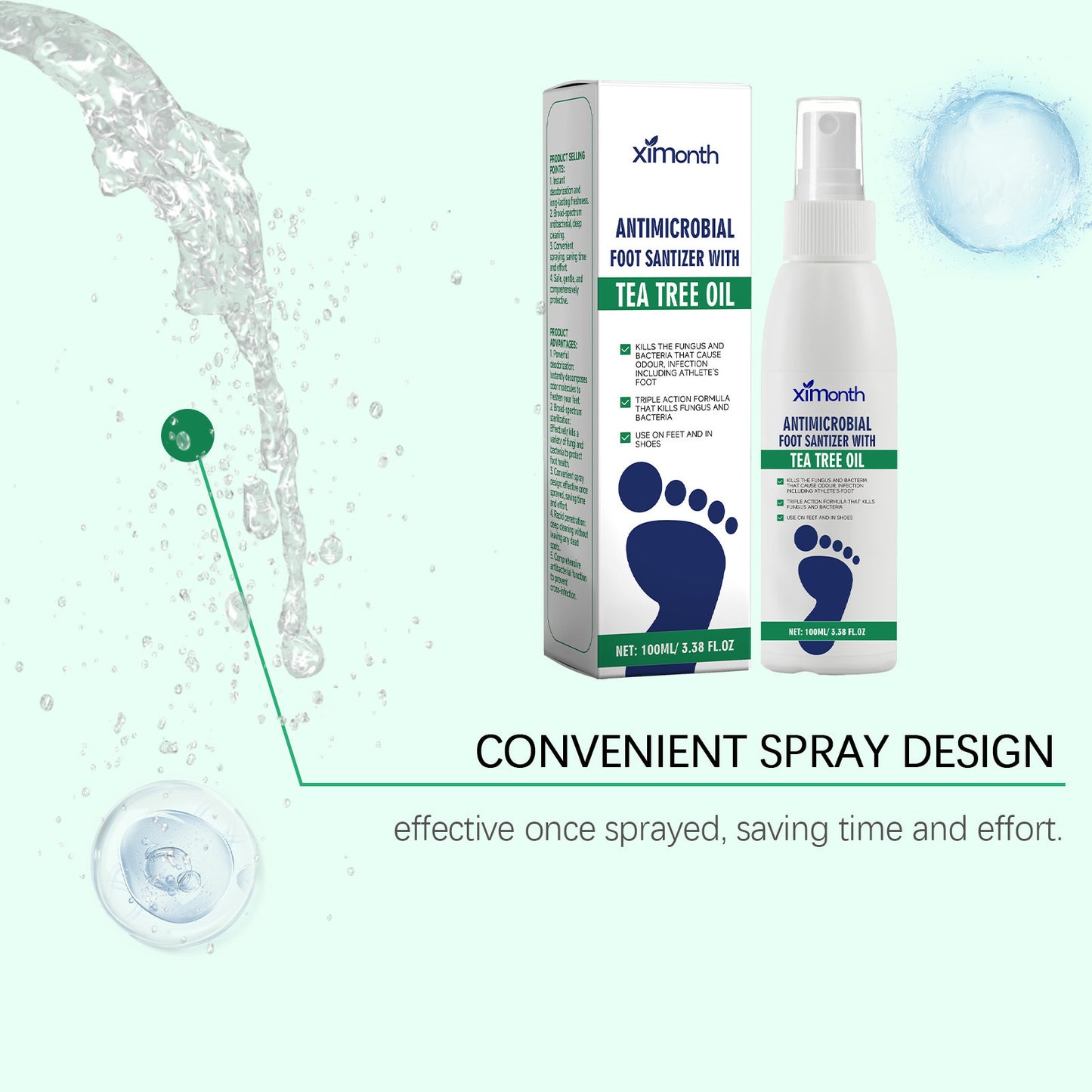 XIMONTH Foot Care Spray: Moisturizing, Hydrating, and Odor-Neutralizing Treatment for Dry Heels
