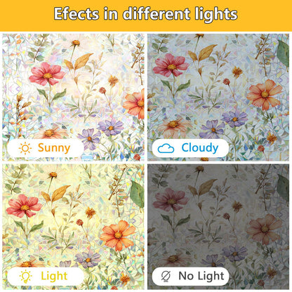Plant and flower window stickers for glass, decorative decals for bedrooms, living rooms, kitchens, and bathrooms, renovation film