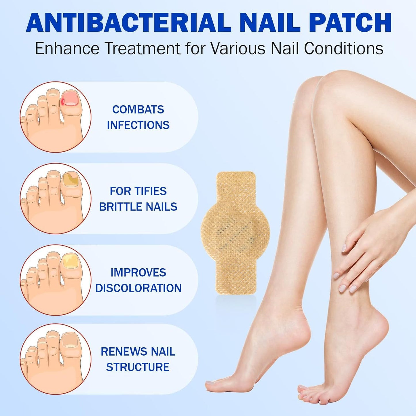 Nail Repair and Correction Patch, Gray Nail Patch, Gel for Foot Care, Ingrown Toenail Inflammation Relief Patch, Antibacterial Patch, Nail Protection Patch