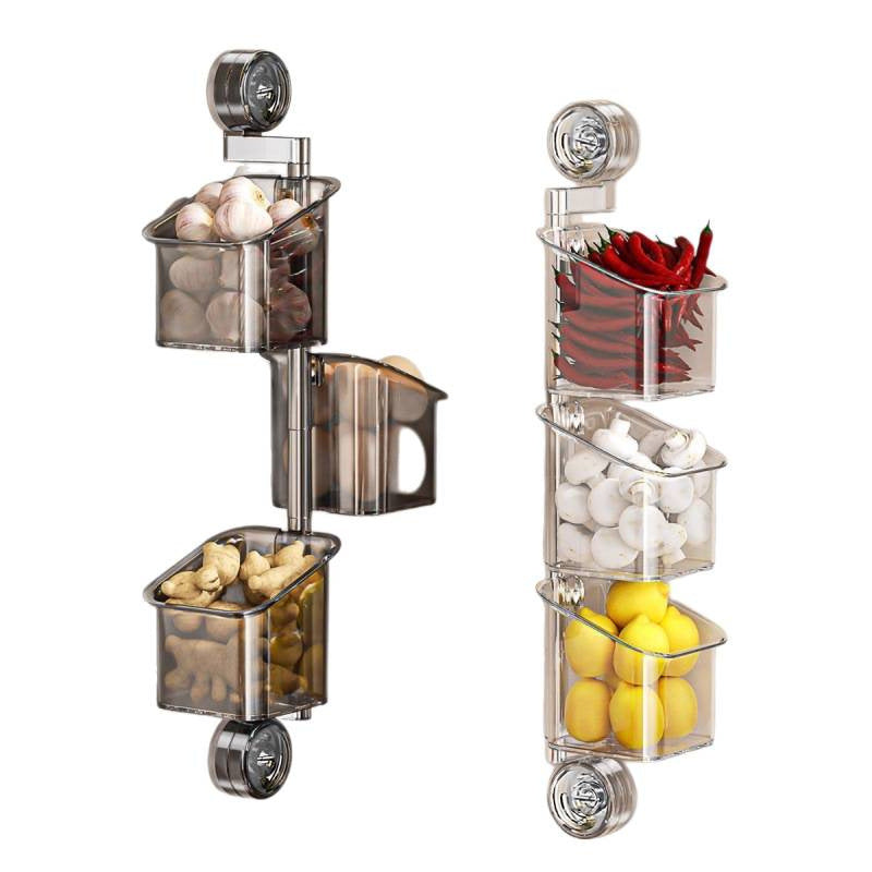 Suction-cup storage box shelf: no-drilling wall-mounted hanging basket.