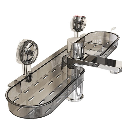 Suction-Cup Bathroom Organizer – No-Drill Faucet-Mounted Shelf for Sink, Toilet, or Mirror Area