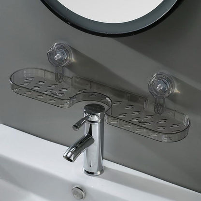 Suction-Cup Bathroom Organizer – No-Drill Faucet-Mounted Shelf for Sink, Toilet, or Mirror Area