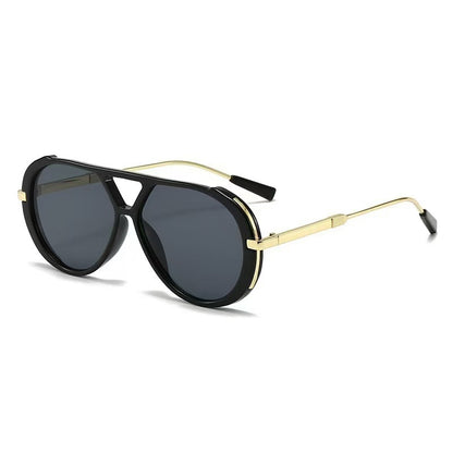 Double-bridge pilot sunglasses — premium women’s contrast-color UV-protection sunglasses