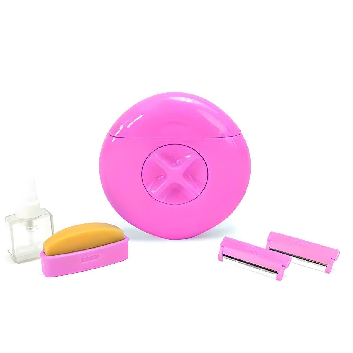 Three-in-one hair removal device — multi-functional, portable travel set for women, including epilator, shaver, and trimmer.