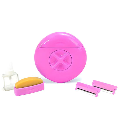Three-in-one hair removal device — multi-functional, portable travel set for women, including epilator, shaver, and trimmer.