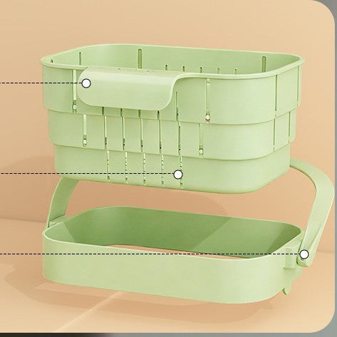 Hanging, foldable, and telescopic dish drying basket for kitchen sinks — separates food residue and filters fruits during washing and storage.