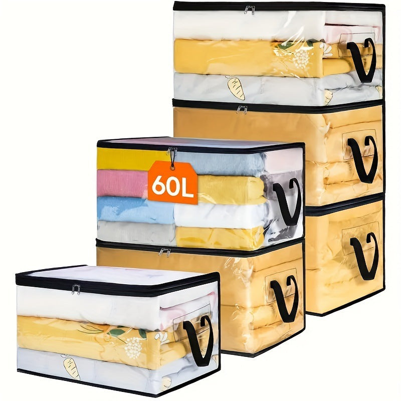 Large-Capacity Foldable PVC Transparent Storage Bag — Waterproof & Moisture-Resistant Organizer for Clothes, Blankets, Wardrobe & Bedroom Decluttering