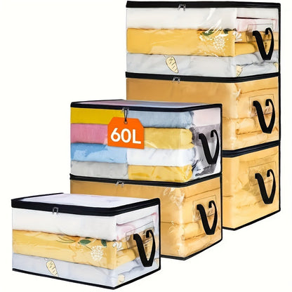 Large-Capacity Foldable PVC Transparent Storage Bag — Waterproof & Moisture-Resistant Organizer for Clothes, Blankets, Wardrobe & Bedroom Decluttering
