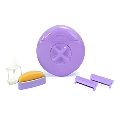 Three-in-one hair removal device — multi-functional, portable travel set for women, including epilator, shaver, and trimmer.