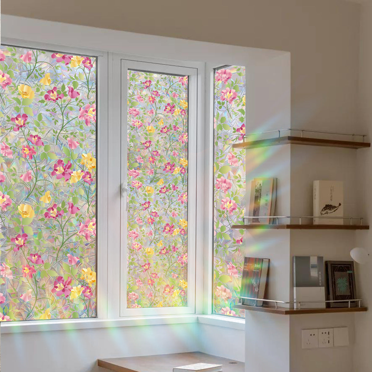 Plant and flower window stickers for glass, decorative decals for bedrooms, living rooms, kitchens, and bathrooms, renovation film