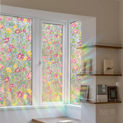 Plant and flower window stickers for glass, decorative decals for bedrooms, living rooms, kitchens, and bathrooms, renovation film