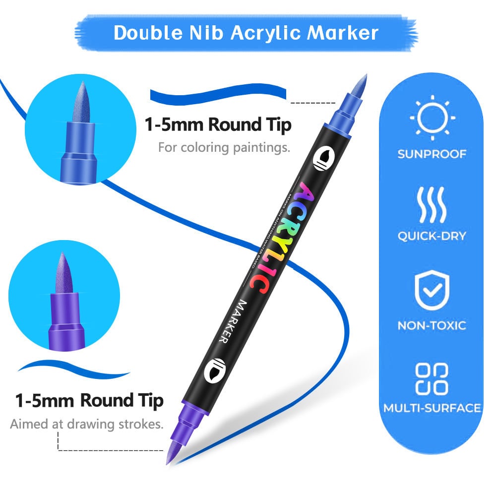 🔥Last Day Promotion-49%OFF - Dual Tip Acrylic Paint Pen Marker - 24/48/72/120Colors