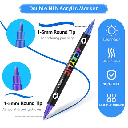 🔥Last Day Promotion-49%OFF - Dual Tip Acrylic Paint Pen Marker - 24/48/72/120Colors