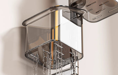 Suction-cup storage box shelf: no-drilling wall-mounted hanging basket.
