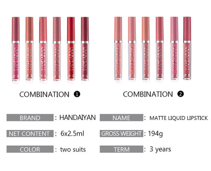 HanDaiYan Genuine Non-Transfer Liquid Lipstick Set (6 Pieces)