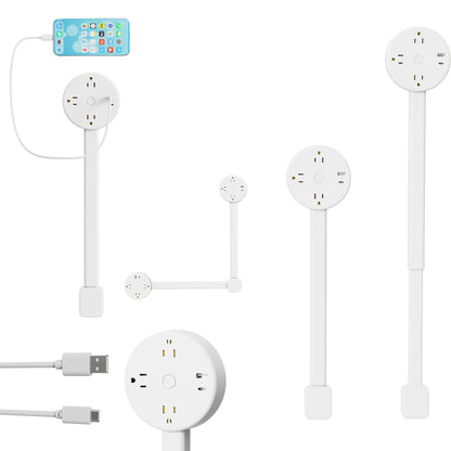 XURATTIX  Electrical Outlet Extender Stick, 180° Rotating Wall Outlet - Features 2 USB-A, 1 USB-C, and 2 AC Outlets