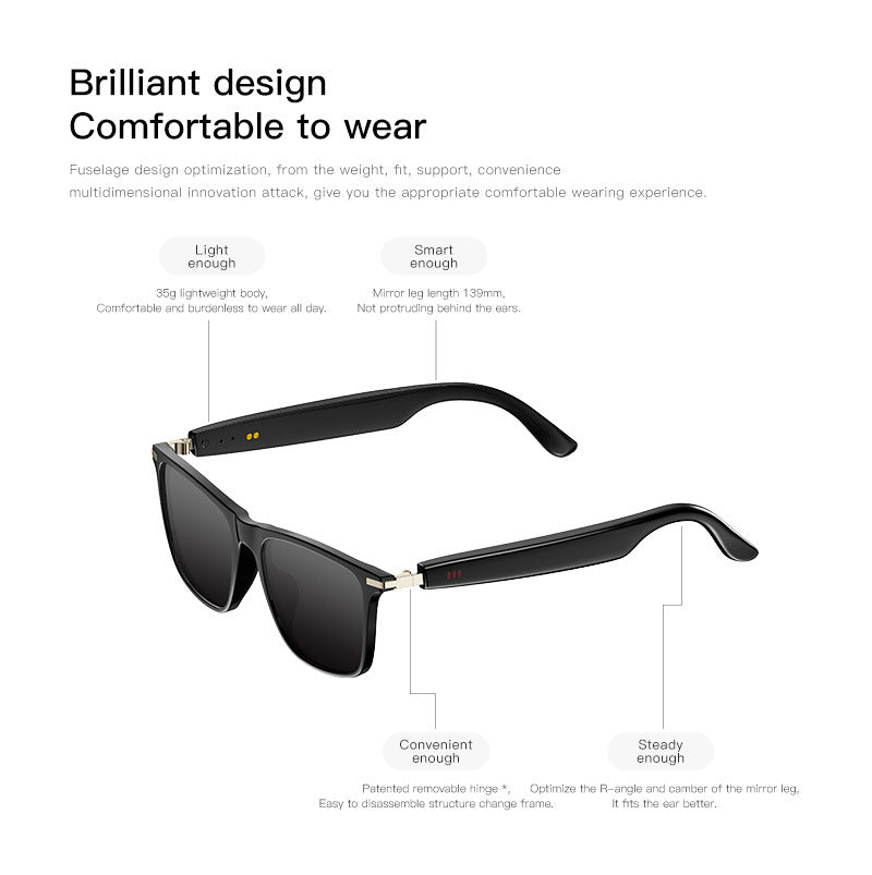 Black Tech AI Translation Glasses for Calls, Music, Bluetooth, Smart Glasses, and Sunglasses