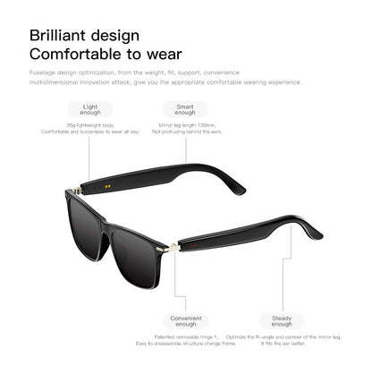 Black Tech AI Translation Glasses for Calls, Music, Bluetooth, Smart Glasses, and Sunglasses