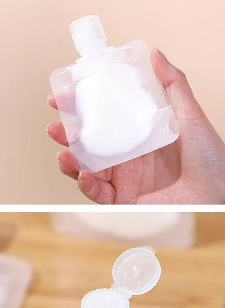 Travel toiletry bag for cosmetics, shampoo, lotion, shower gel, and facial cleanser; portable squeeze refillable bottles for travel and business trips