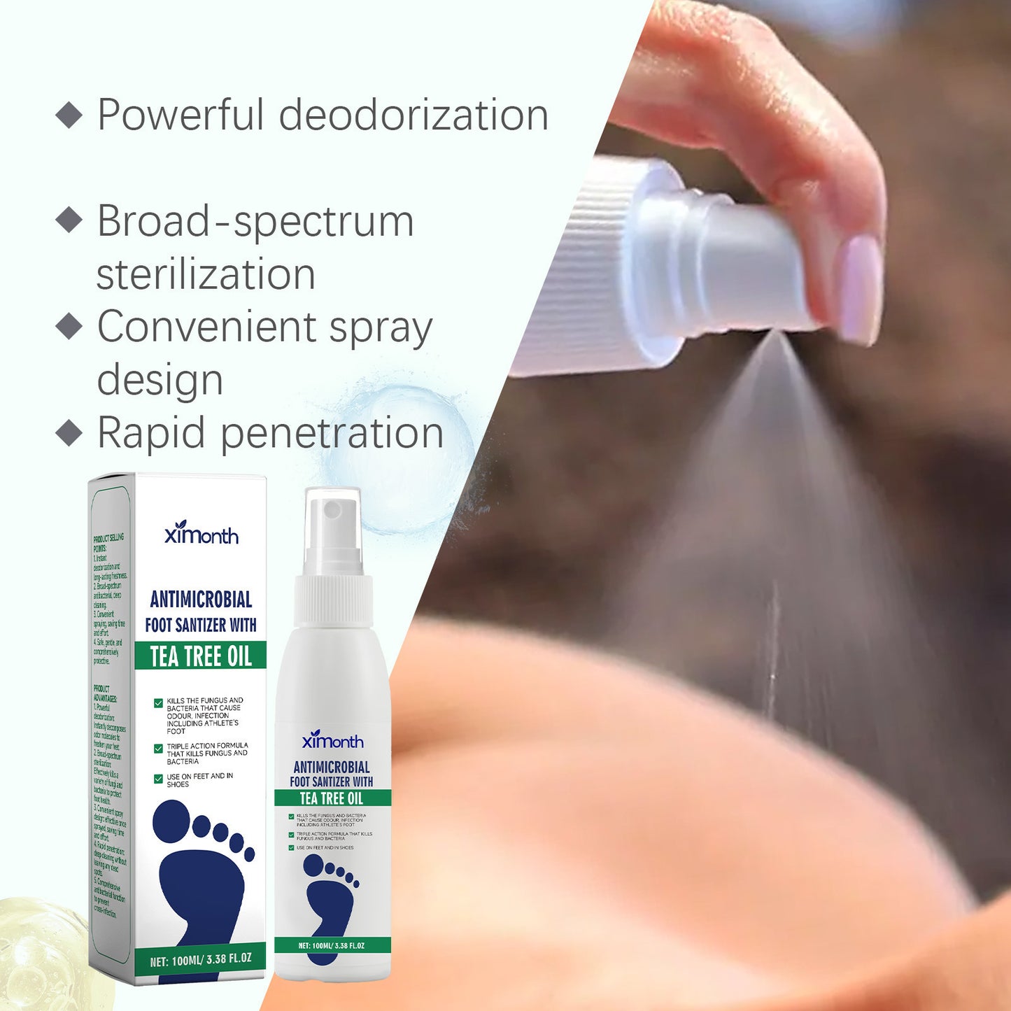 XIMONTH Foot Care Spray: Moisturizing, Hydrating, and Odor-Neutralizing Treatment for Dry Heels